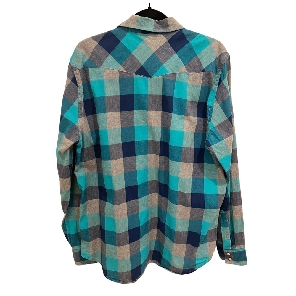 american Eagle Outfitter Men Blue Plaid Long Sleeve Button Down Shirt Size Larg - Picture 4 of 4